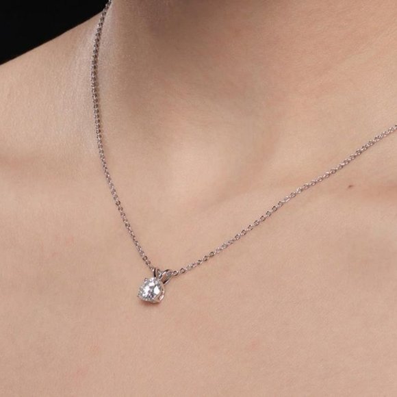 Certified 1ct. t.w. Moissanite Diamond Solitaire 4 Prone Pendant Necklace NEW - Picture 4 of 13